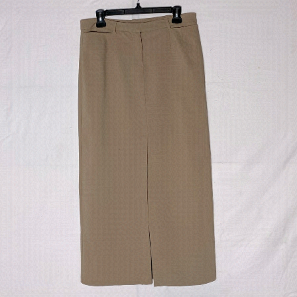 Vintage 90s Reitmans Tan Maxi Skirt With Front Slit 9 Career Wear Secretarycore